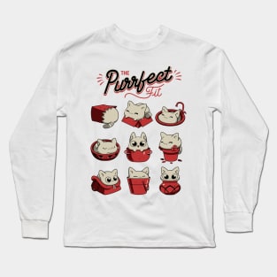 The Purrfect Fit - Funny White Cats Long Sleeve T-Shirt